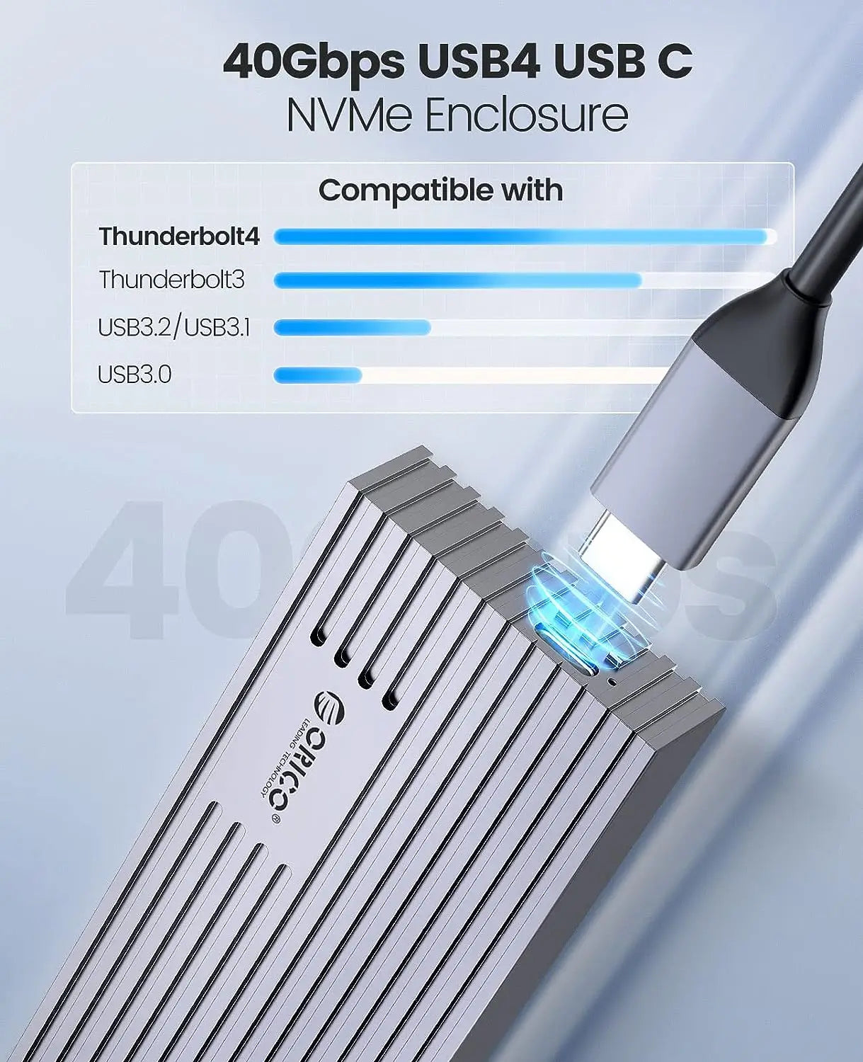 USB4 40Gbps NVMe M.2 SSD Enclosure — USB-C External PCIe 3.0 x4 Case (Thunderbolt 3/4 Compatible)