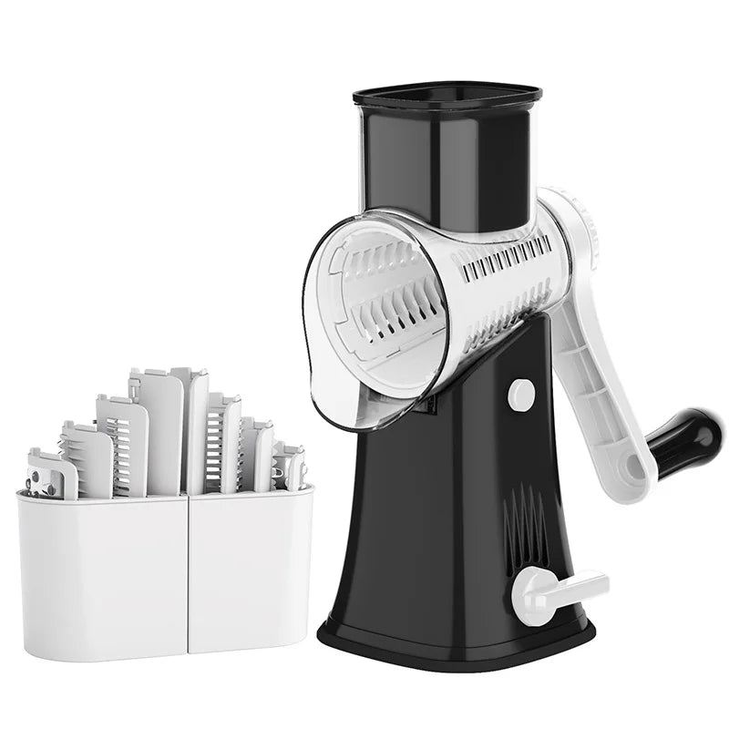5-in-1 Rotary Cheese Grater Mandoline Shredder Vegetable Julienne Slicer Waffle Cutter Nut Chopper