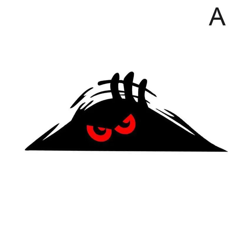 Peeping Eye Car Door Sticker Reflective Carbon Fiber Look Decal 190 x 77mm (7.48 x 3.03 in) Red Eyes
