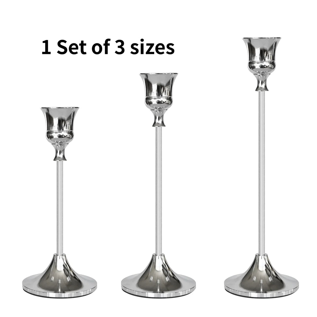 3-Piece European Style Metal Candle Holders Set for Wedding Table, Home & Christmas