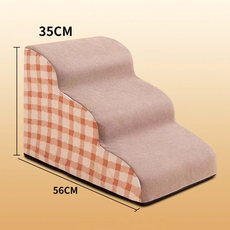 2- & 3-Step Pet Stairs Ramp for Dogs and Cats – Washable Removable Memory Foam Non-Slip Steps