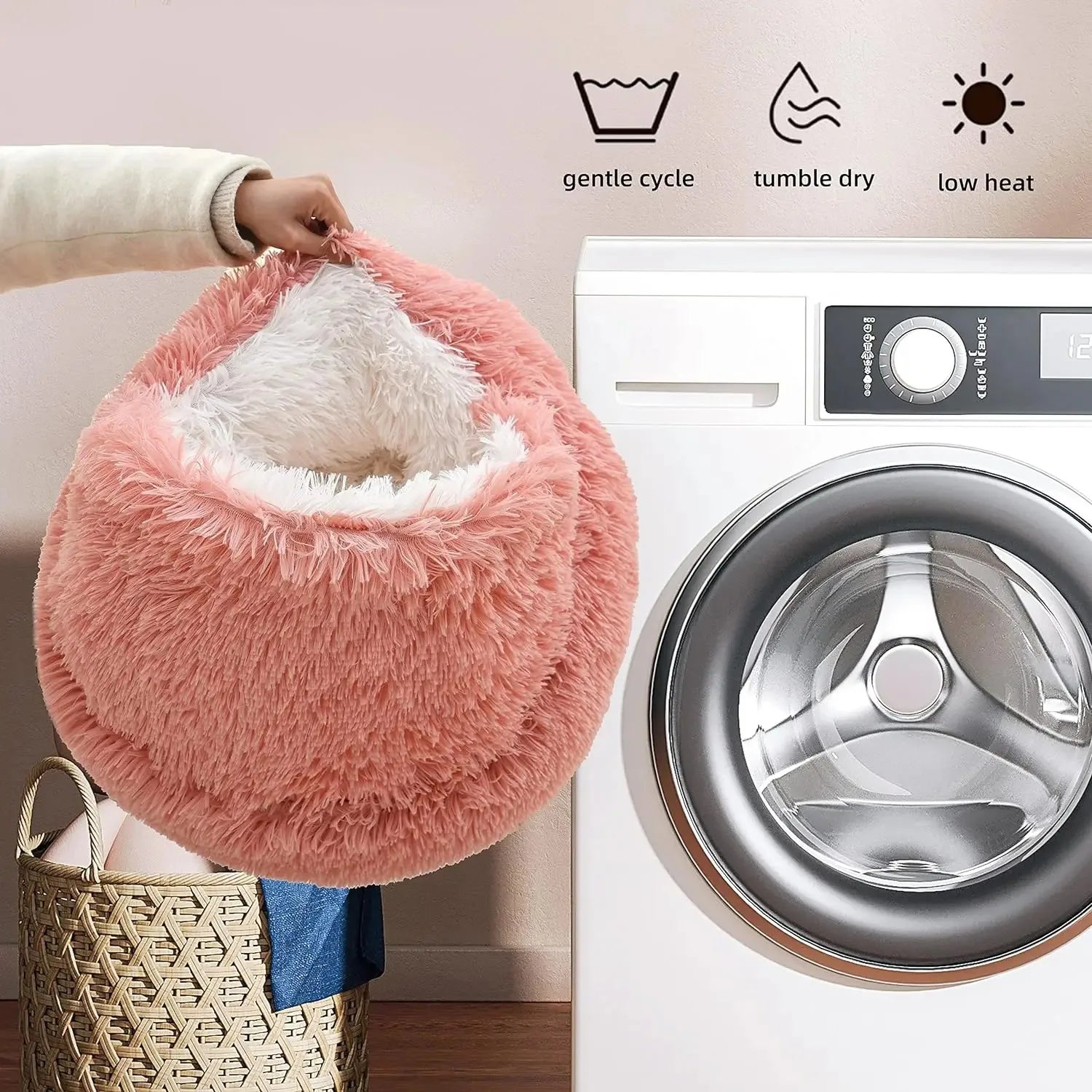 2-in-1 Plush Round Pet Bed 50 cm (19.7 in) with Removable Cover - Cozy Cat & Small Dog Sleeping Nest