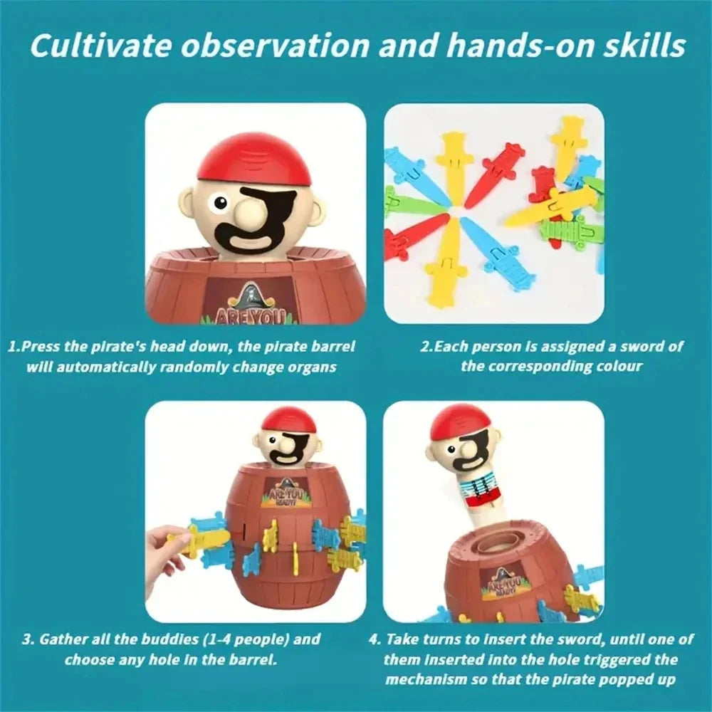 Jumping Pirates Board Game - Montessori Family & Party Game for Kids and Adults, Fun Lucky Toy Gift