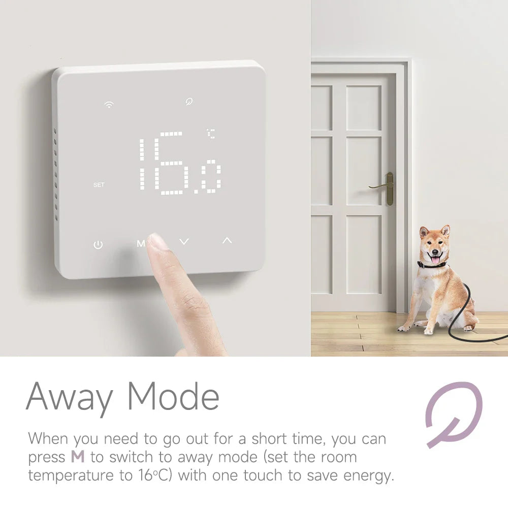 WiFi Smart Room Thermostat for Underfloor Heating — Tuya/Smart Life Compatible, Works with Alexa & Google Home