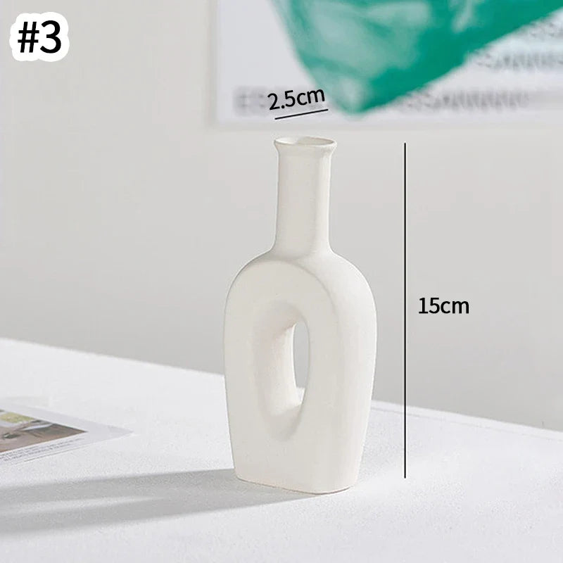 Ceramic Decorative Vase for Dried Flowers & Hydroponic Plants, Modern Table Ornament for Living Room Bedroom Office