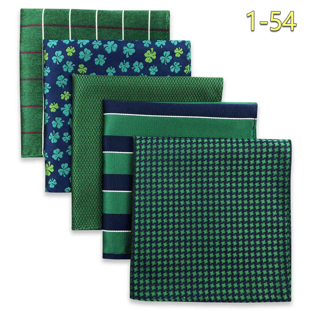 5-Pack Men's Microfiber Pocket Squares 12.6 in (32 cm) - Jacquard Woven Wedding & Formal Handkerchiefs, Assorted Patterns