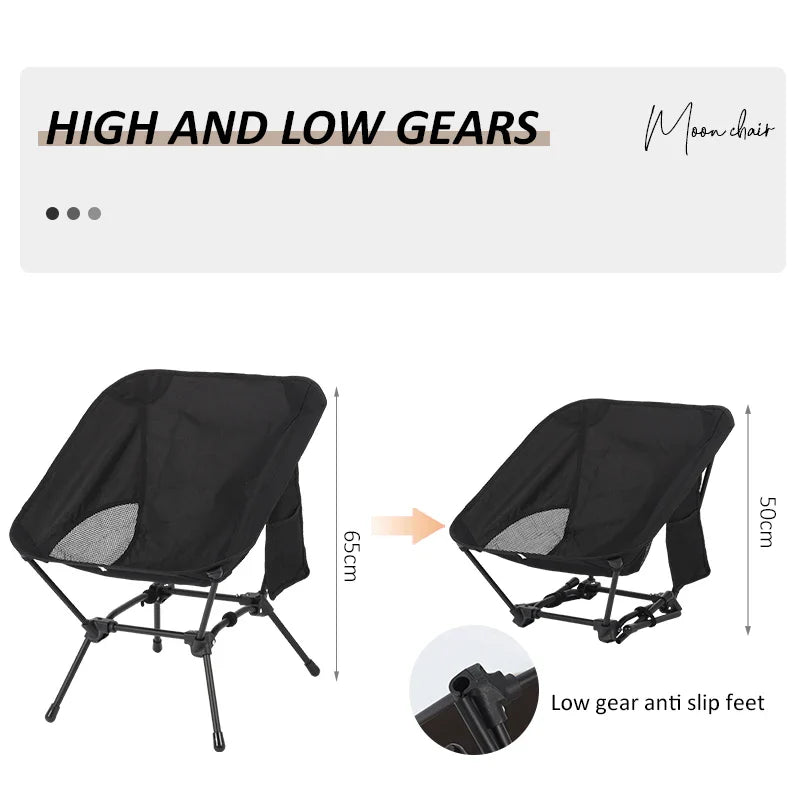 Square Frame Beach & Fishing Stool - Four-Corner Folding Moon Chair, Lightweight Iron Tube Camping Seat
