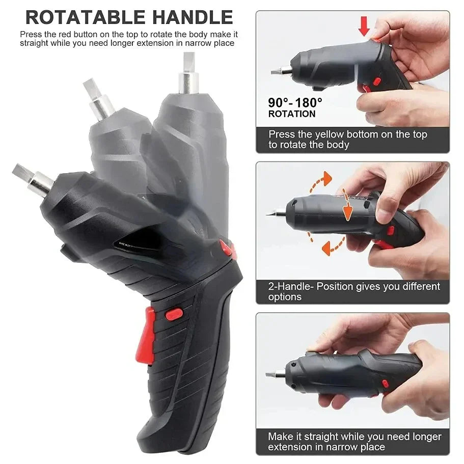 47-Piece 3.6V Cordless Electric Screwdriver Set — 1800mAh Rechargeable USB Portable Home Repair Kit