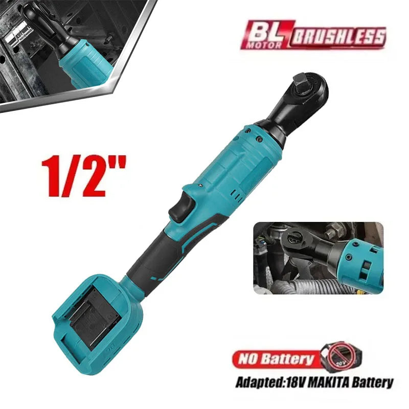 Brushless 1/2" (12.7 mm) Ratchet Impact Wrench Cordless 480 N·m, 18V Battery Compatible, Forward/Reverse