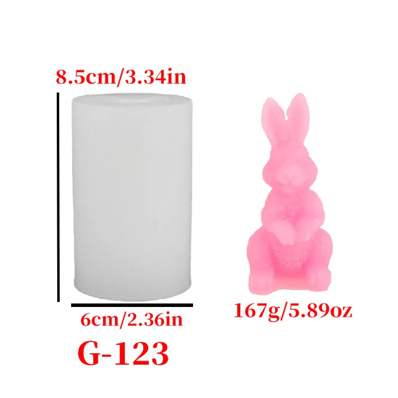 3D Big-Eared Bunny Egg Silicone Mold for Candle Making, Soap & Plaster DIY 2.4 x 2.4 x 3.3 in (6 x 6 x 8.5 cm)