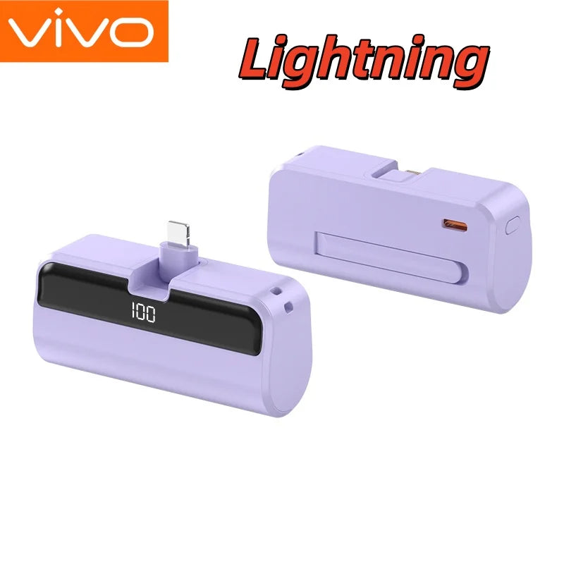 50000mAh Capsule Power Bank – Portable High-Capacity Fast Charger with Built-In Cables & Digital Display for iPhone Samsung Android