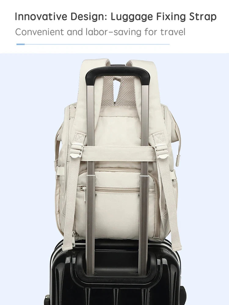 Waterproof Diaper Backpack with 2 Stroller Hooks — Maternity Mommy Nappy Bag for Travel & Outdoor