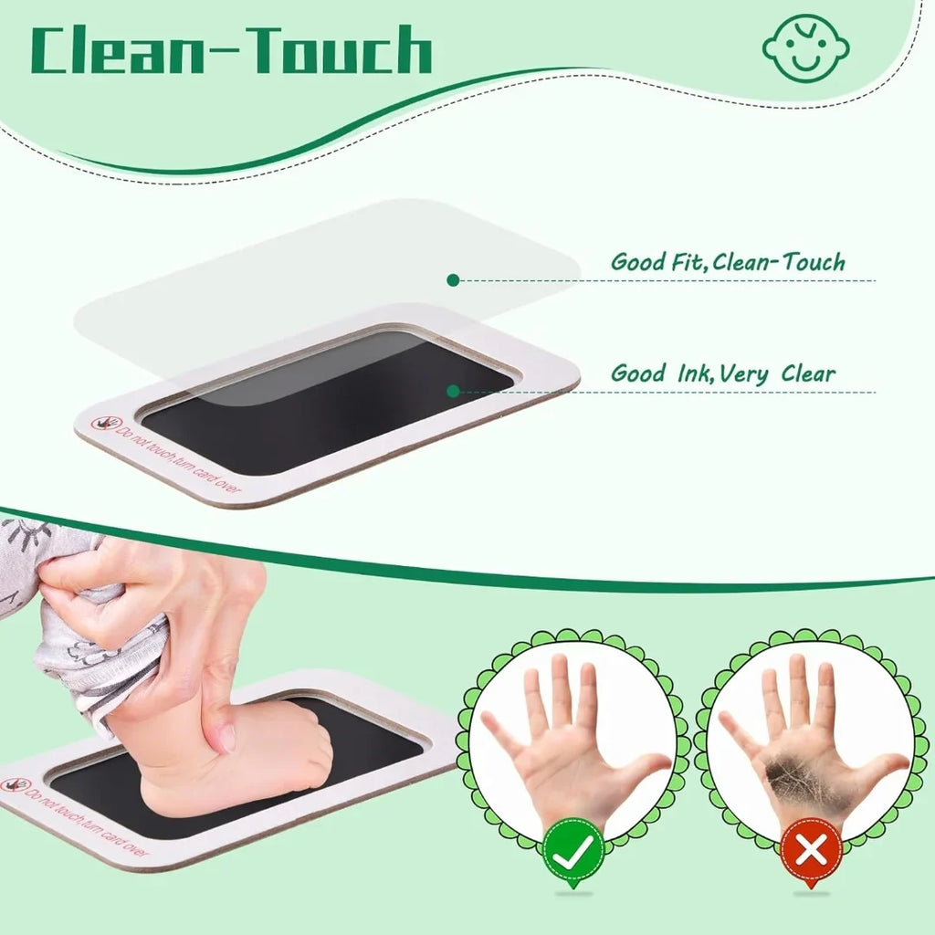 Baby Handprint & Footprint Keepsake Kit – Clean Touch Inkless Prints with Dog Paw Option, 2 Art Cards Included