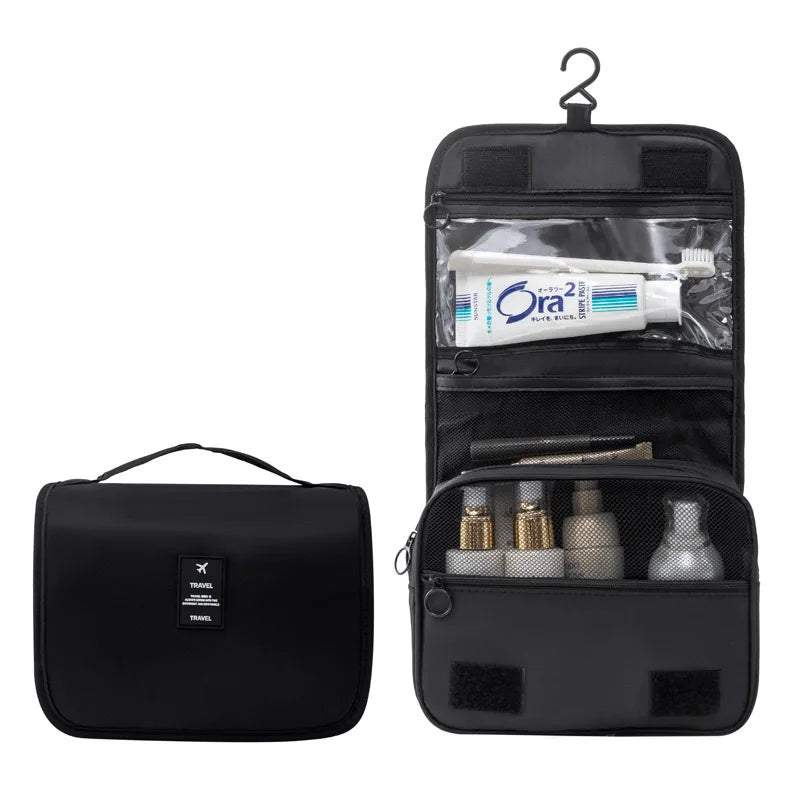 Double-Layer Waterproof Travel Toiletry & Makeup Bag - Hanging Handheld Dopp Kit for Men & Women