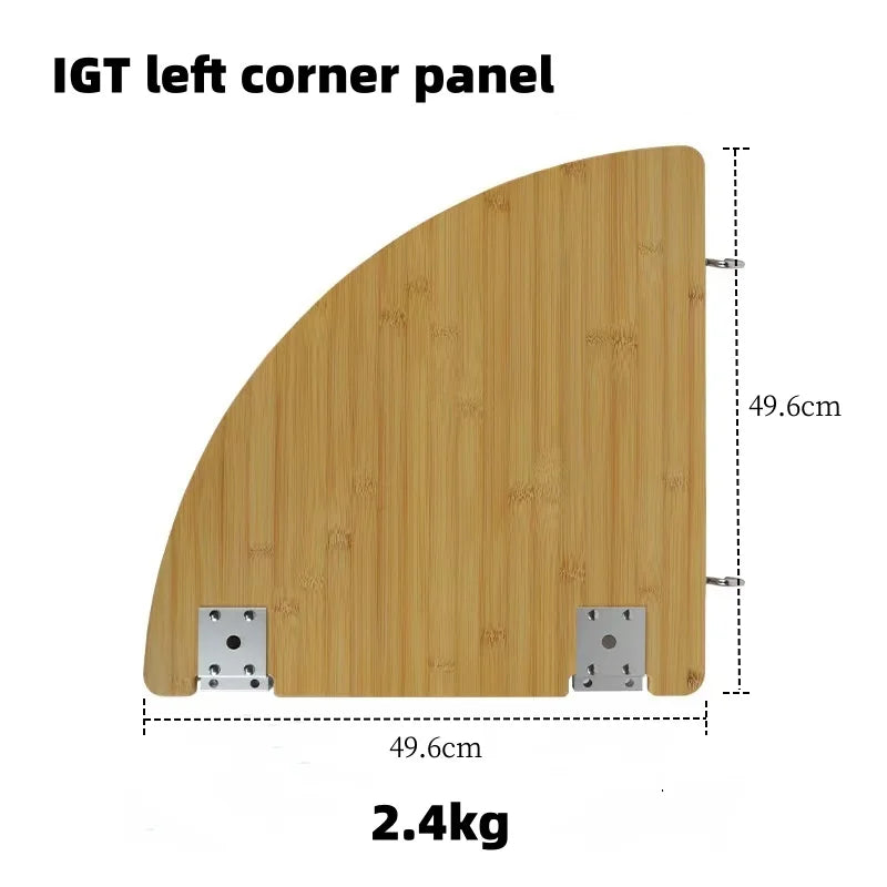 IGT Camping Table Bamboo Corner Board — Right/Left 2/3 Unit Outdoor Kitchen Accessory