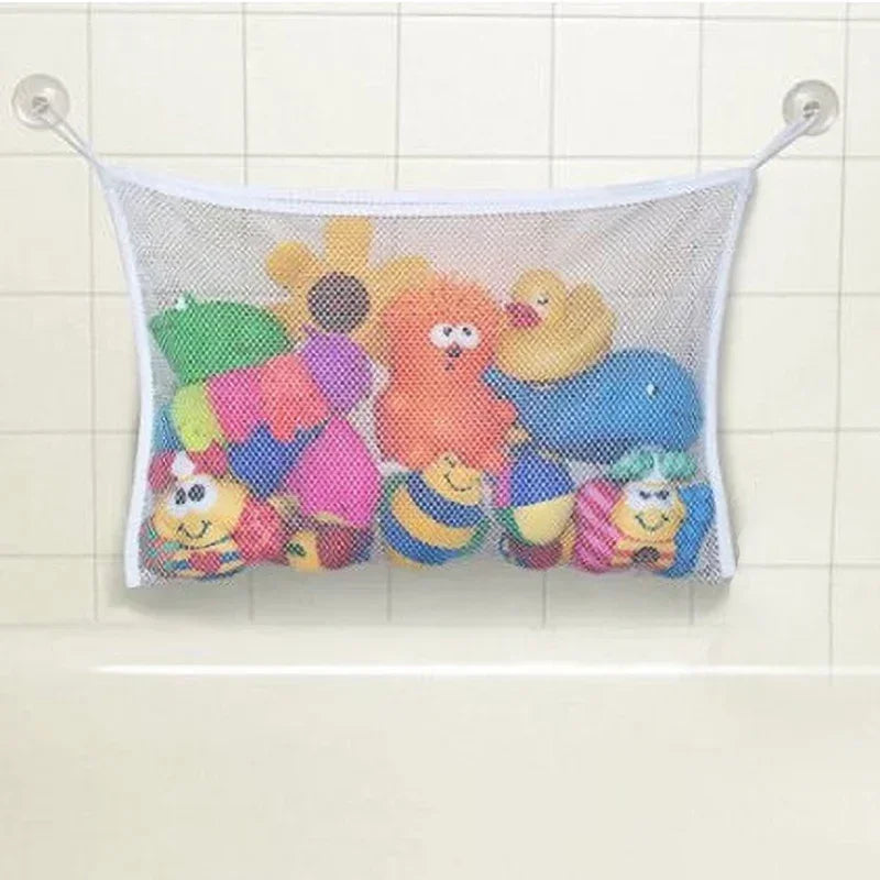 Baby Bath Toy Organizer Mesh Storage Bag with Strong Suction Cups, White — 35 x 45 cm (13.8 x 17.7 in)
