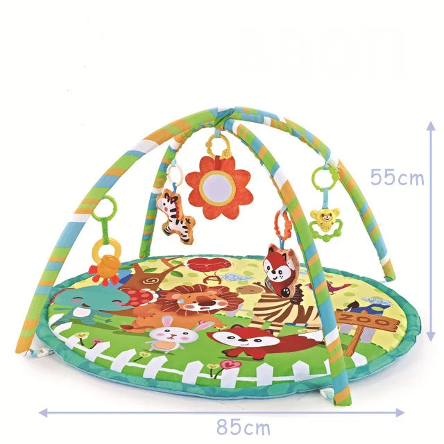 Baby Activity Gym Play Mat with Toy Rack – Educational Crawling Blanket & Infant Sensory Rug