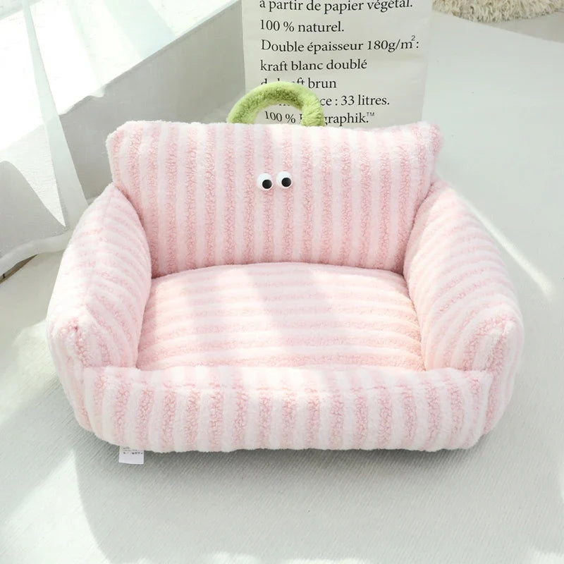 Winter Warm Pet Sofa Bed — Plush Kennel Cushion for Small Dogs & Cats