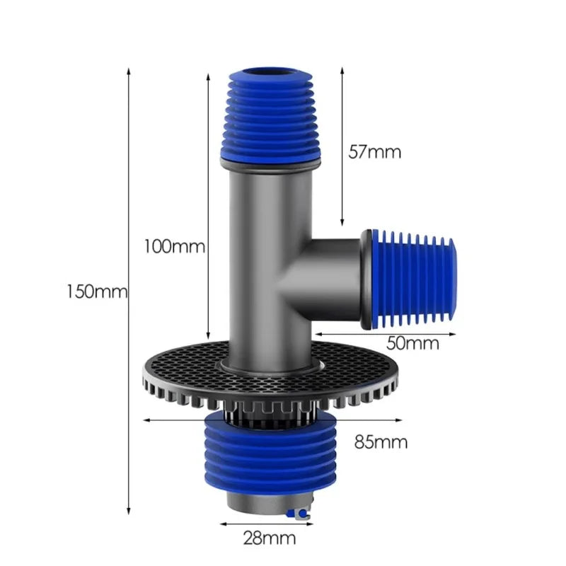 Universal Washing Machine Floor Drain Adapter 2-in-1 – Anti-Backflow Odor-Proof Hose Connector (Fits 30–46 mm / 1.18–1.81 in)