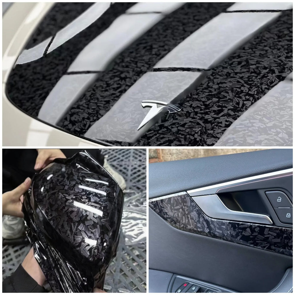 Forged Carbon Fiber Vinyl Wrap Roll Adhesive Car Wrap Film Gloss Matte Black Silver Red