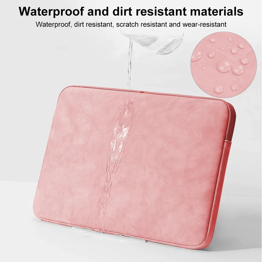 PU Laptop Sleeve Bag - Shockproof Water-Resistant Zipper Case for 12–15.6 in (30–39.6 cm) Laptops, Slim Foam & Fleece Lined