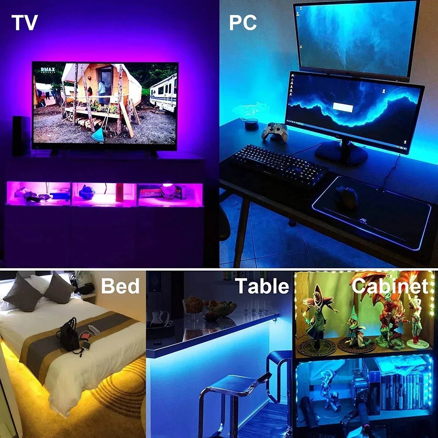 RGB LED Strip Light 5050 SMD USB 5V – Bluetooth, WiFi & IR Remote, 1m–30m (3.3ft–98.4ft) Backlight for TV Bedroom Living Room