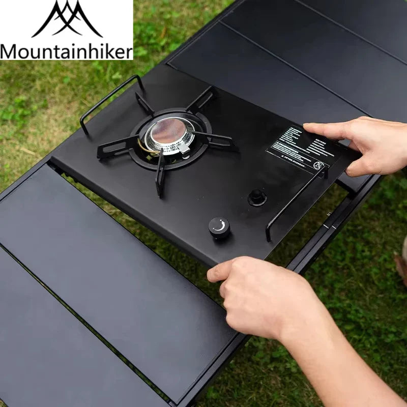 Folding IGT Camping Table – Portable Aluminum Frame with Wood-Grain Top, Adjustable Height 38–55 cm (15–22 in), 95×45 cm Surface (37×18 in) – Compact Foldable Picnic & BBQ Table