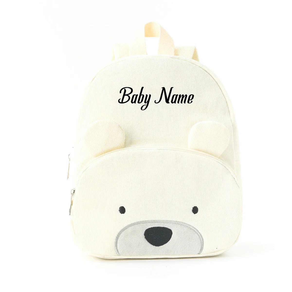 Personalized Toddler Backpack – Cartoon Bear Corduroy Plush with Embroidered Name, Large Capacity Kids Bag