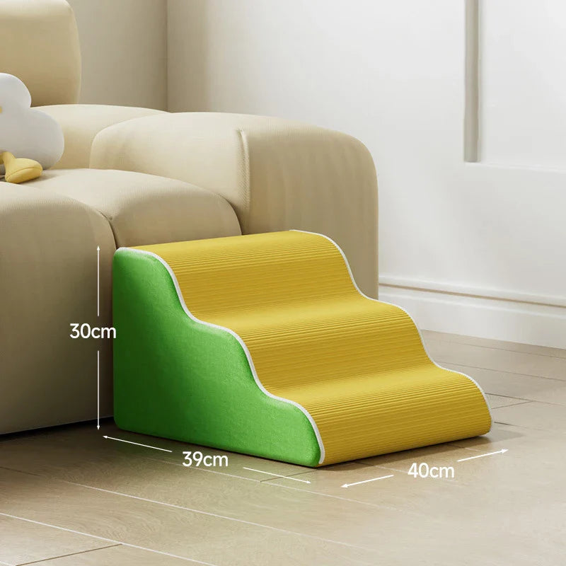3/4-Step Pet Stairs Memory Foam Ramp for Small Dogs & Cats - Removable Washable Cover, Non-Slip Sofa Ramp