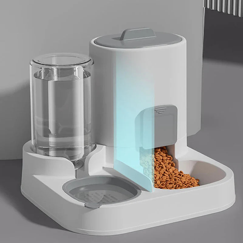 2-in-1 Pet Food & Water Bowl - Large Capacity Smooth Plastic Feeder for Cats & Small Dogs