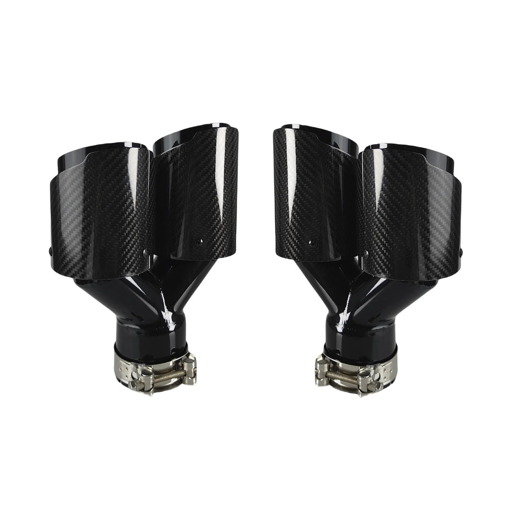 Carbon Fiber 304 Stainless Steel Rear Exhaust Tip Decorative Muffler - Universal Fit