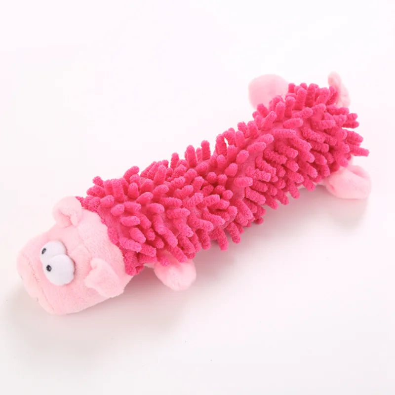 Small Breed Dog Plush Toy 10.2 in (26 cm) Animal Shape Squeaky Chew and Dental Cleaning Toy for Chihuahua Yorkie Bichon Puppies