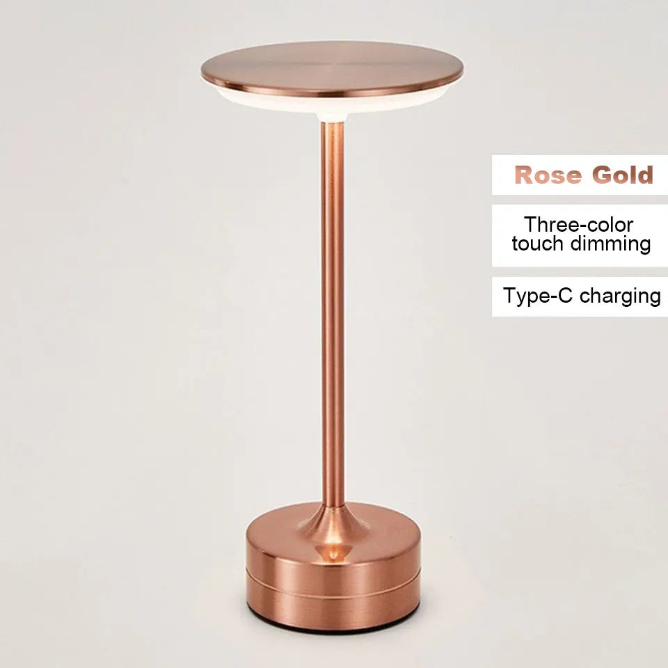 LED Touch Table Lamp USB Rechargeable Dimmable Color-Changing Night Light, Portable Desk Lamp for Bedroom Reading Restaurant Bar