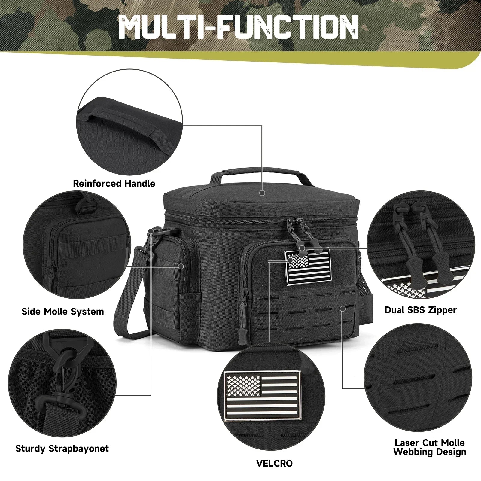 13L (3.4 Gal) Tactical Insulated Cooler Bag – Heavy-Duty Picnic Lunch Backpack for Camping & Outdoor
