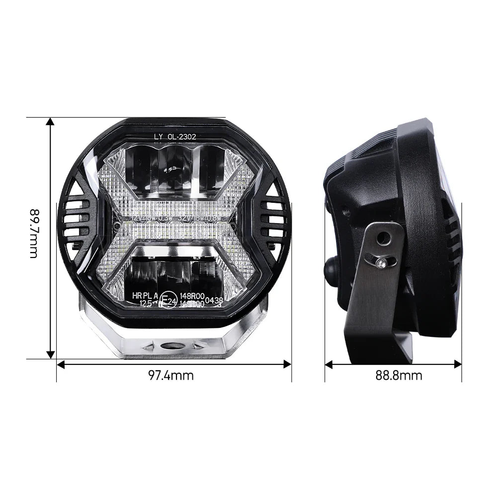 4-Inch (4 in / 102 mm) LED Work Light Amber DRL 9-32V Spot Beam - Off-Road Spotlight for Jeep Truck SUV ATV Boat Tractor