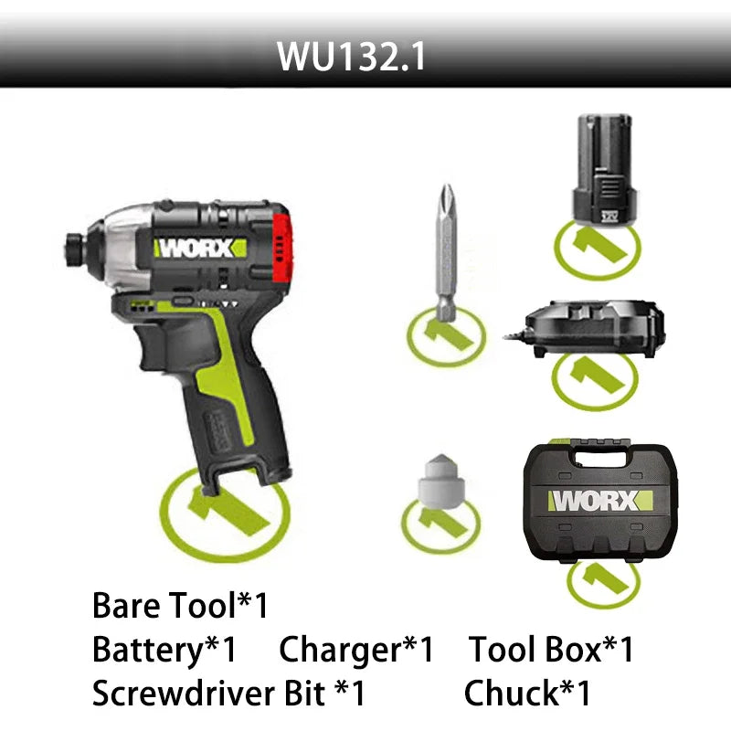 Cordless Impact Screwdriver 12V Brushless Motor 140 N·m (103 ft·lb) 3300 RPM Adjustable Torque