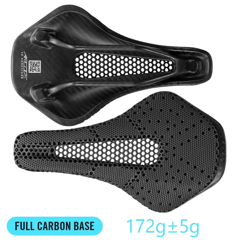 3D Printed Carbon Fiber Bicycle Saddle 255x150mm (10 x 5.9 in) – Ultralight Hollow Breathable MTB & Road Bike Seat