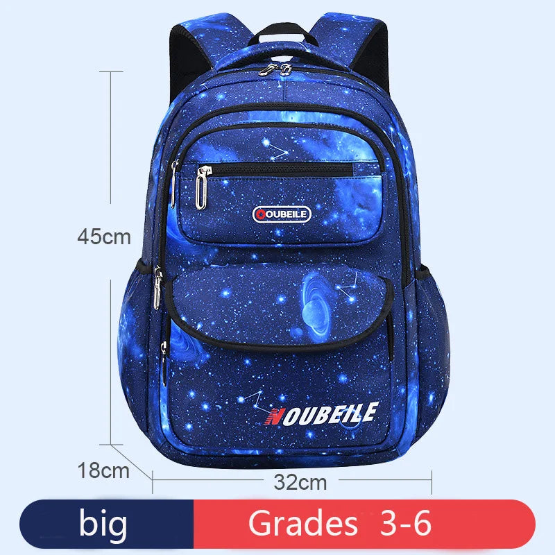 Starry Sky Kids Backpack - Waterproof School Bag for Boys & Girls, Polyester Book Bag