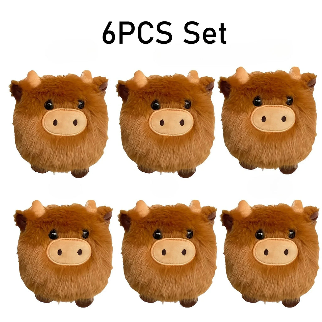 Kawaii Scottish Highland Cow Plush Keychain, Mini Stuffed Animal Car Ornament, Super Soft Plush Pendant, Christmas Gift