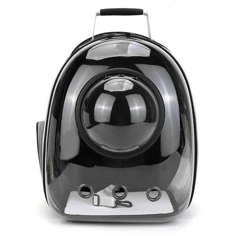 Transparent Bubble Pet Backpack Carrier — Space Capsule Design with Ventilation & Side Pocket | 35 x 25 x 42 cm (13.8 x 9.8 x 16.5 in) — For Cats & Small Dogs