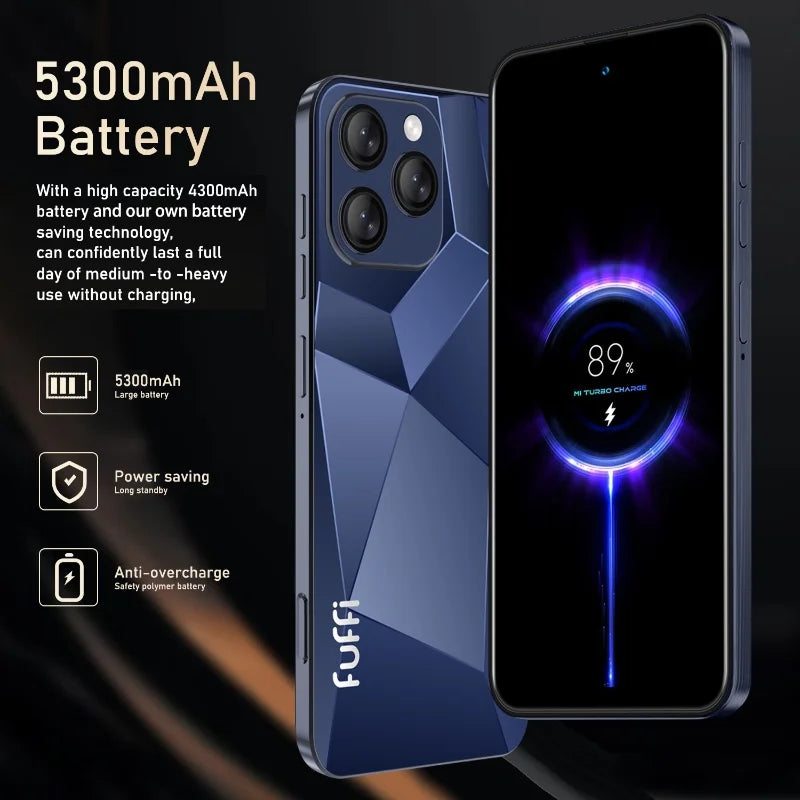 Android 4G LTE Smartphone, 5300mAh, 12GB RAM 512GB ROM, 6.56 in (16.7 cm) OLED 1080x2640, 48MP+24MP Triple Camera, MTK Deca-Core