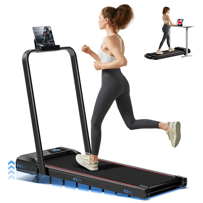 Foldable Under-Desk Walking Pad Treadmill with Adjustable Incline and LED Display, Diamond Belt, Quiet Motor, Lightweight for Home & Office