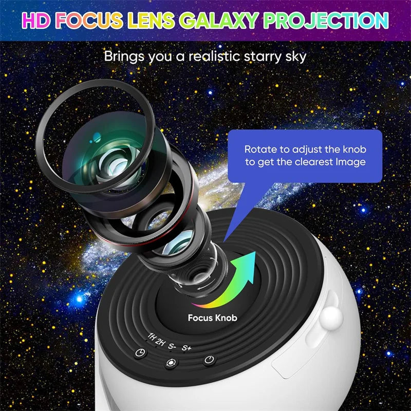 LED Galaxy Star Projector Night Light 360° Rotating Planetarium Lamp — 12-in-1 HD Scenes for Kids Room & Bedroom