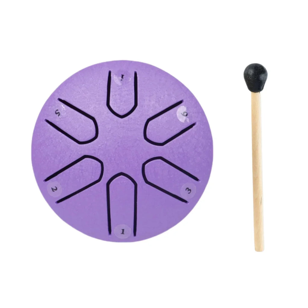 3-Inch (7.6 cm) 6-Tone Steel Tongue Drum - Mini Handpan with Drumstick, Beginner-Friendly Percussion Set