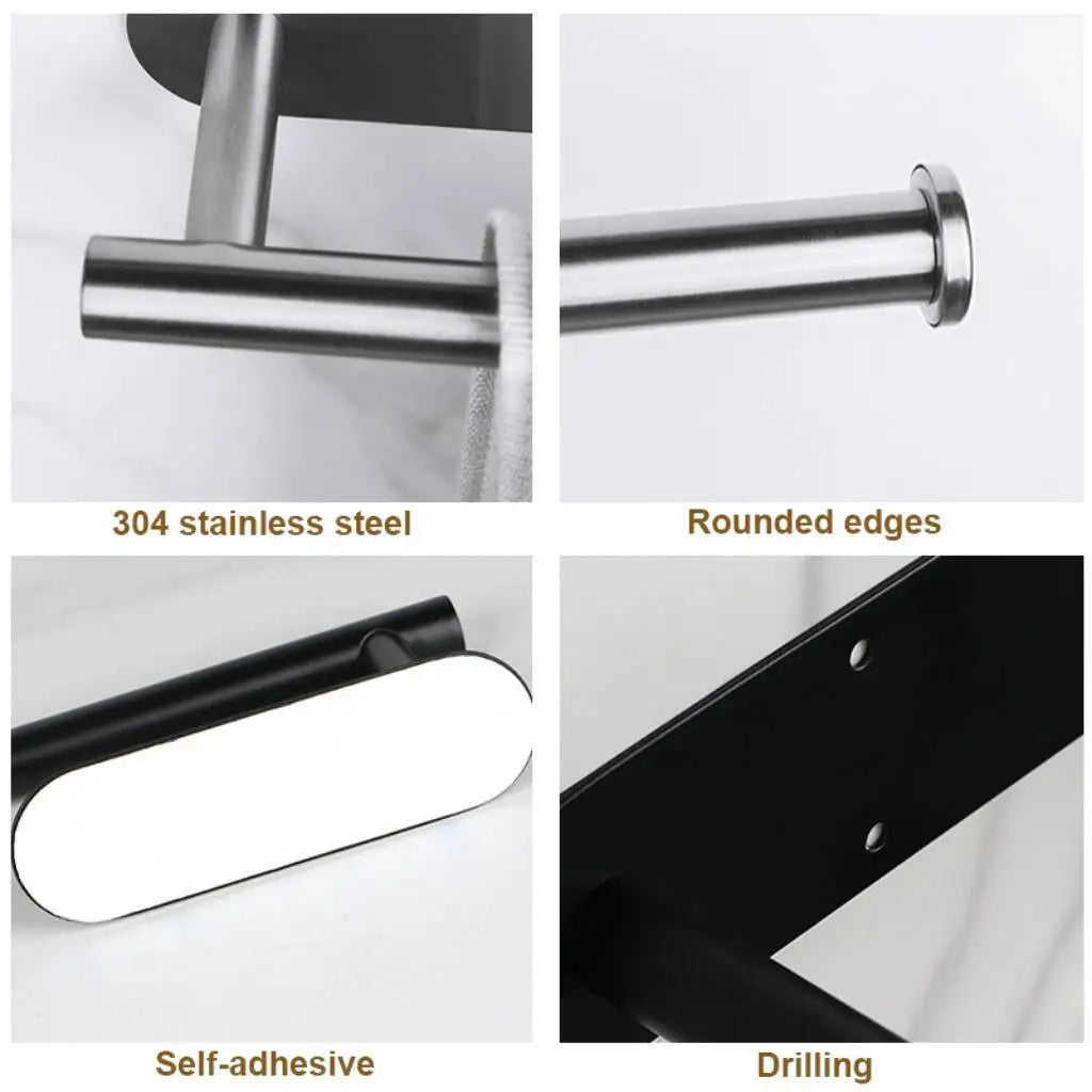 Stainless Steel No-Drill Self-Adhesive Wall-Mount Paper Towel & Toilet Roll Holder