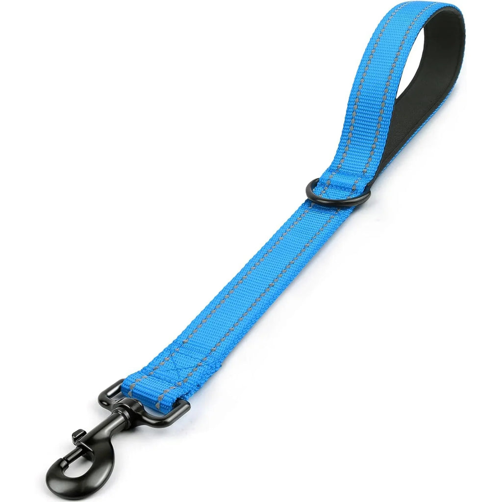 Short Nylon Dog Leash with Padded Traffic Handle - Heavy Duty Reflective Training Lead