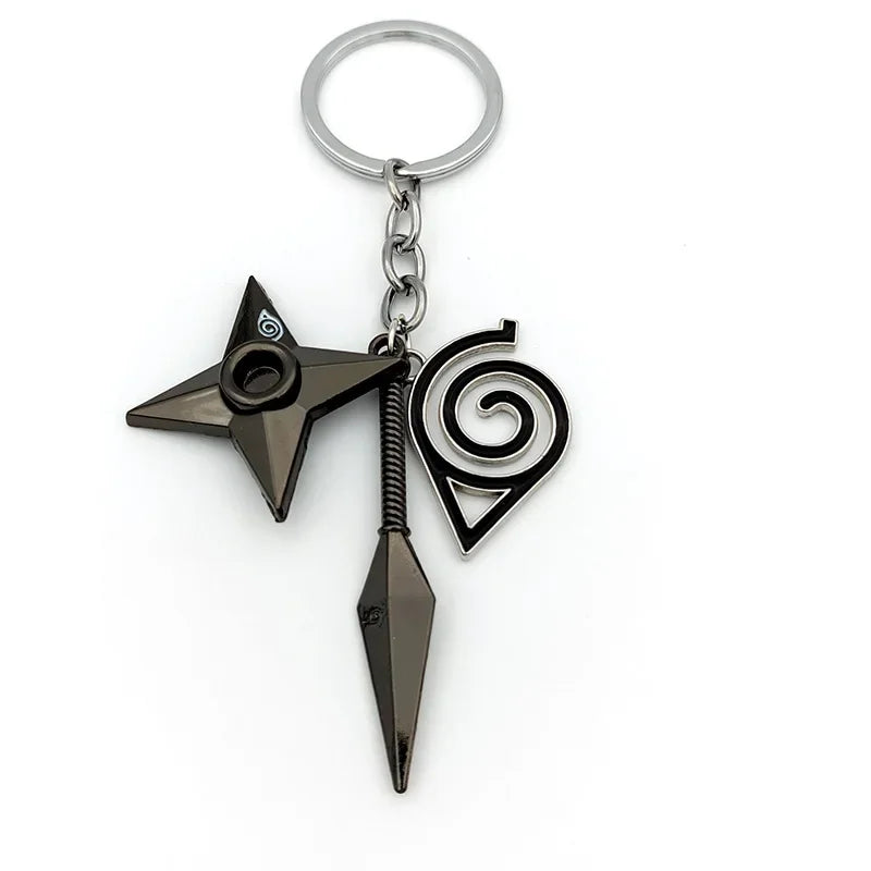 Anime Ninja Keychain Set: Kunai, Shuriken & Red Cloud Charms for Backpack, Car & Keys