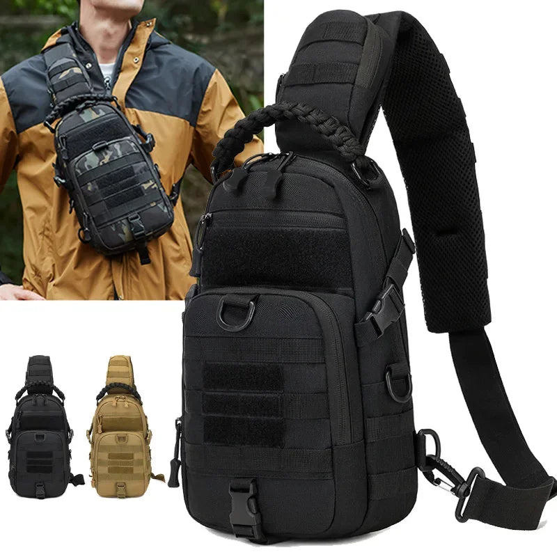 Tactical Chest Sling Bag for Men - Outdoor Hiking Camping Fishing Cycling MOLLE Shoulder Fanny Pack