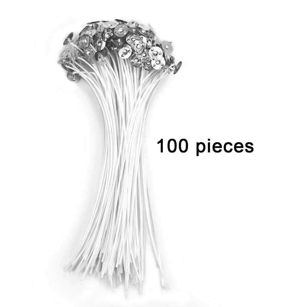 Pre-Waxed Pure Cotton Candle Wicks — 50/100 Pack, Smokeless DIY Candle Wicks, Multiple Lengths 2.6–20 cm (1.0–7.9 in)