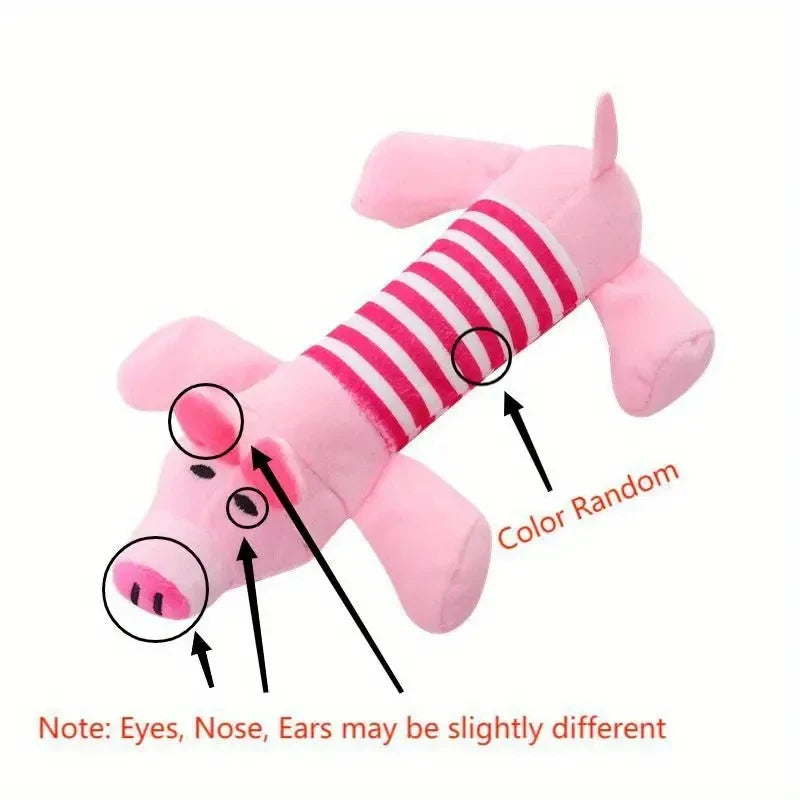 Plush Squeaky Dog Toy 9.5 in (24 cm) - Durable Interactive Chew Toy for Aggressive Chewers, Pig Duck Elephant